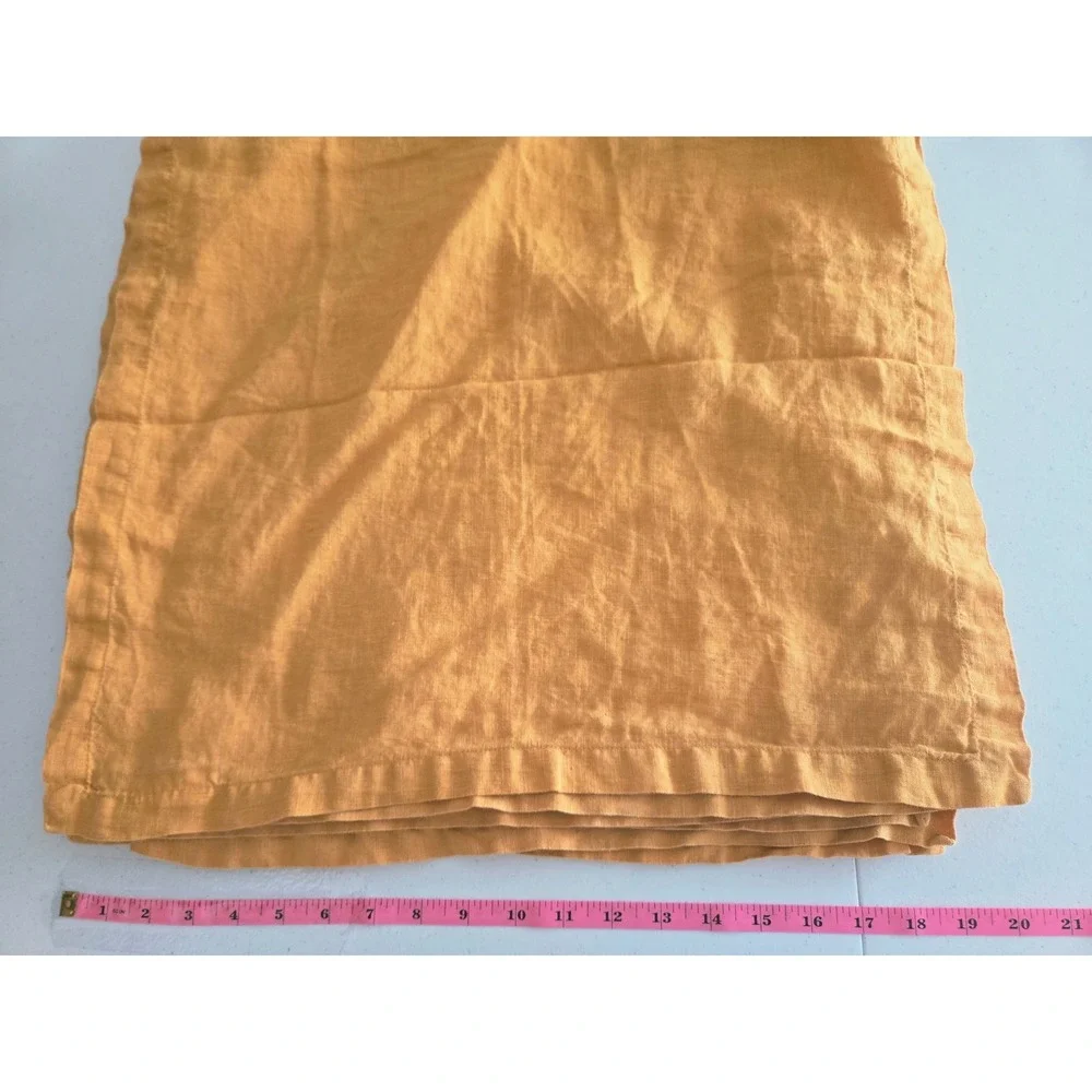 Sur La Table Cloth Napkins Linen Set of 6 Mustard Orange Square